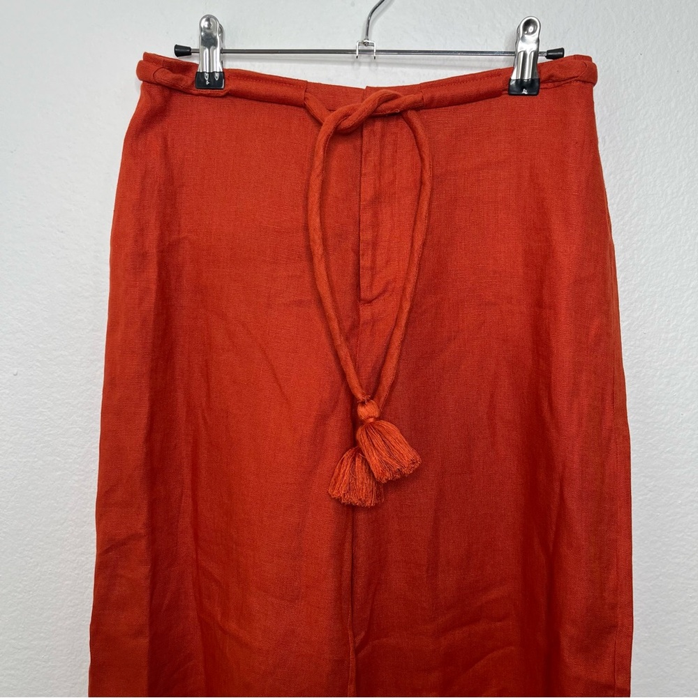 Reformation Avery Pant In Blood Orange Wide Leg Linen Size 2 - Picture 5 of 8